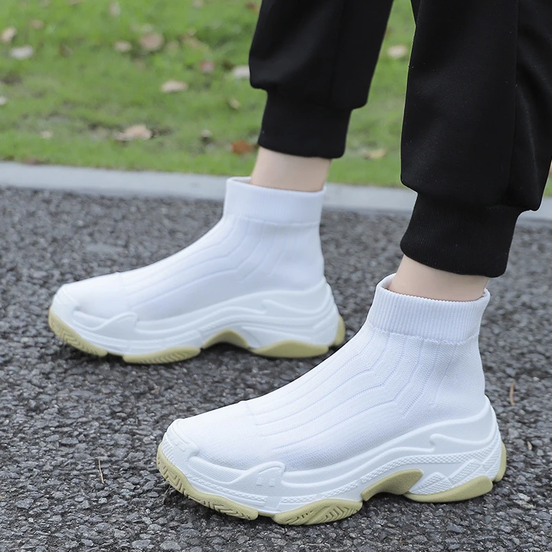 pink and white chunky trainers