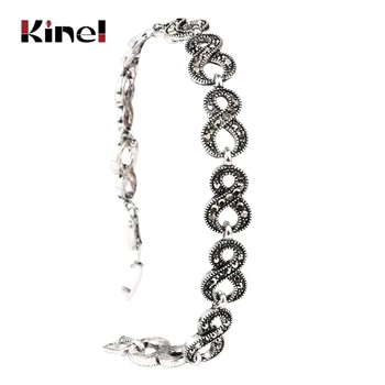 

Kinel Gorgeous Gray Crystal Jewelry Silver Color Retro Gray Crystal Bracelets For Women