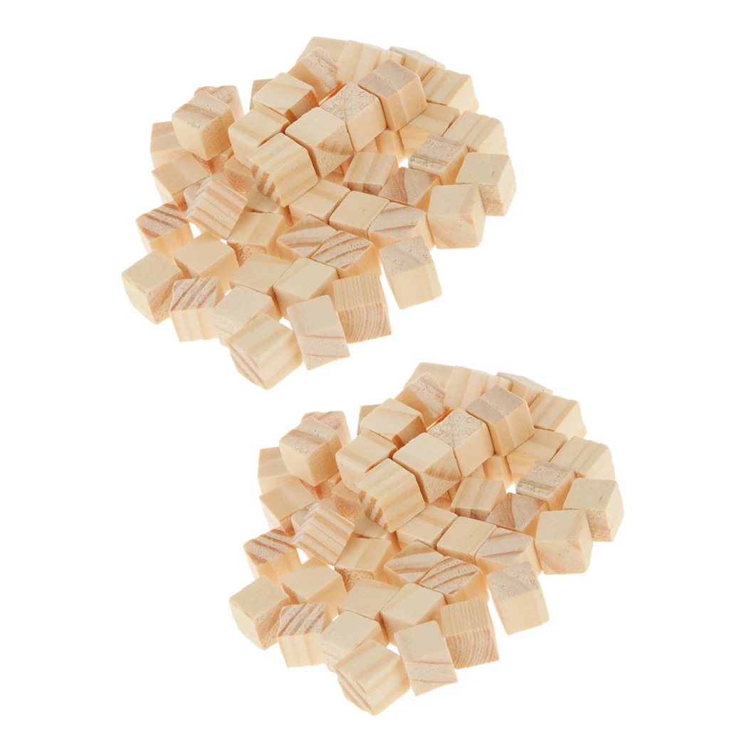 100x Wood Craft Blocks Unfinished Solid DIY Painting Art Supplies for Children Shower Game Puzzle Board Game