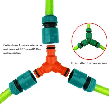 

3-Way Pacifier Connector Plastic Y-Shaped ID 12MM 19MM 1 for 2 Quick Connector for Garden Water Pipes