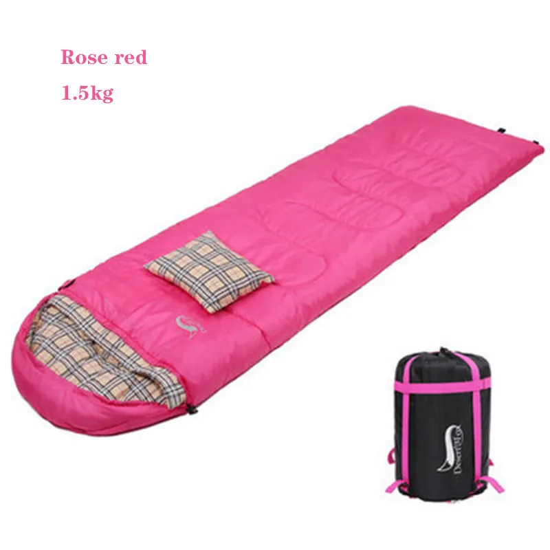 Rose red 1.5kg Открытый спальный мешок s с подушкой, 4 сезона портативный альпинистский компрессионный SackAdult Кемпинг ланч-брейк спальный мешок - Цвет: Rose red 1.5kg