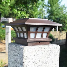 Светодиодный светильник для двора, Солнечная лампа, колонна, головной светильник, наружный, водонепроницаемый, декоративный, белый, 1 светодиодный, АБС-пластик#4