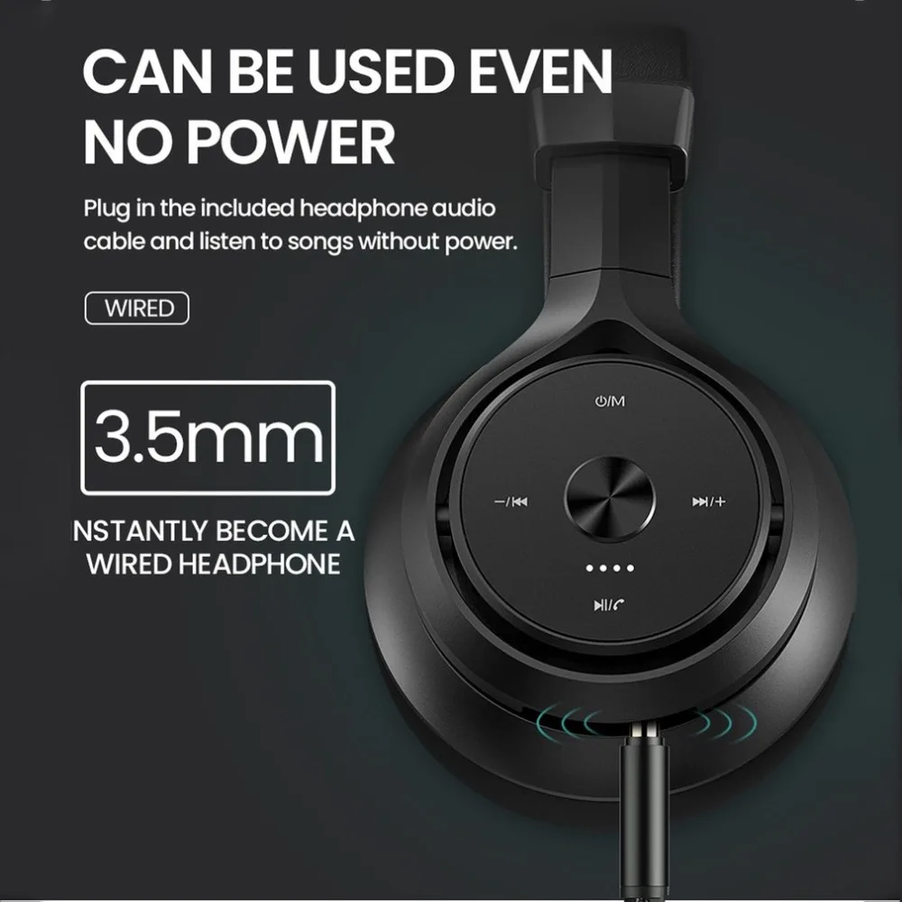 Wireless Headphones Foldable Headset Stereo HiFi Bass Earphones Noise Reduction Double Moving Coils EQ Mode