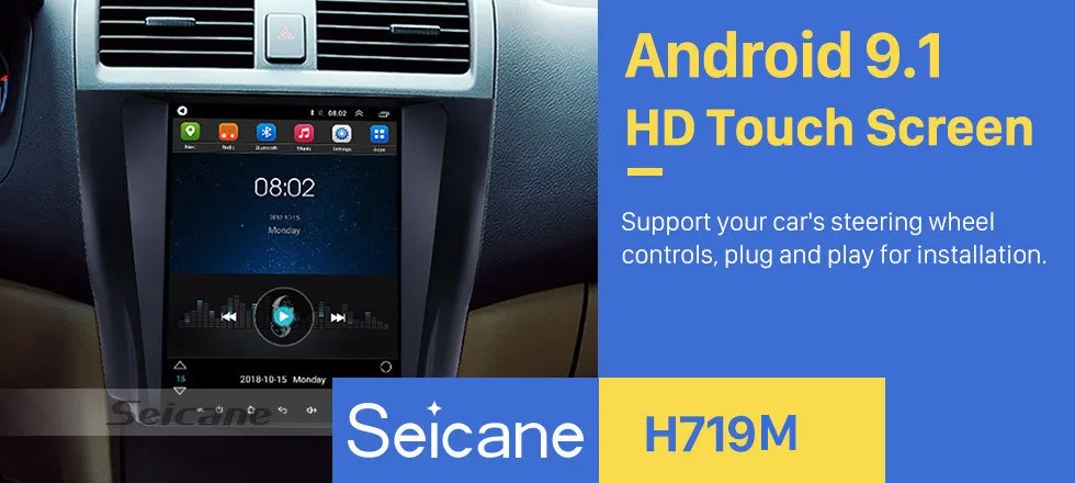 Seicane 9,7 дюймов Android 9,1 автомобильный радиоприемник с навигацией GPS для 2003-2007 Honda Accord 7 с AUX рулевым колесом управления 1080P видео