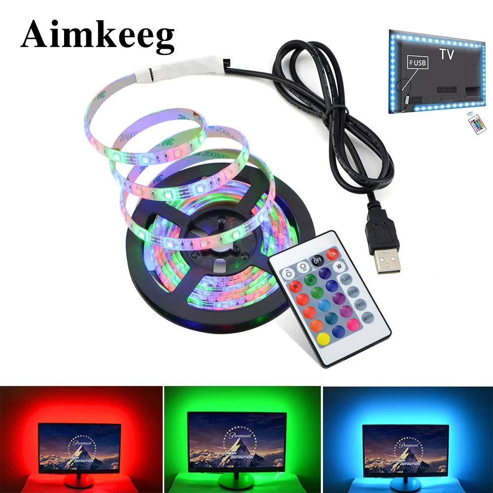 Светодиодная ленсветильник SMD 2835 с USB 5 В гибкая светодиодная лента светильник