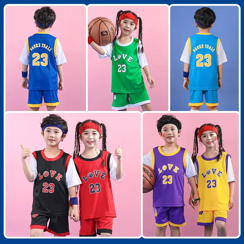 Kids Love No.23 Basketball Set kits,Girls Basketball jerseys,boys