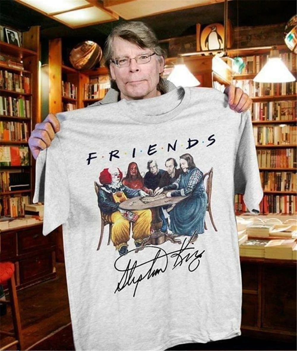 Серая хлопковая Мужская футболка Stephen King с персонажами ужасов для Хэллоуина |