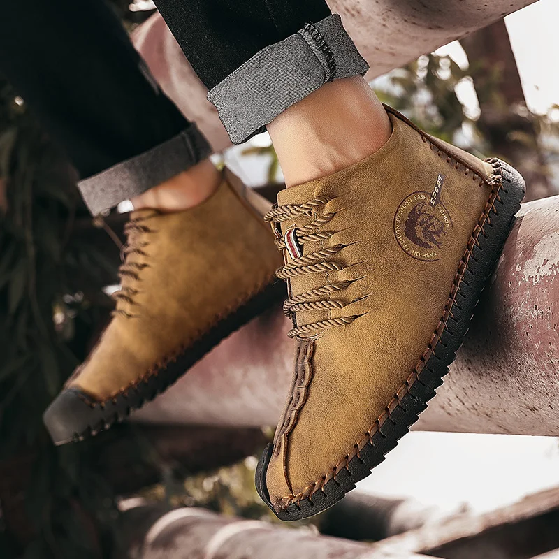 Г., Зимняя мужская обувь кожаные ботинки из натуральной кожи Мужская зимняя обувь мужская водонепроницаемая высококачественная повседневная обувь