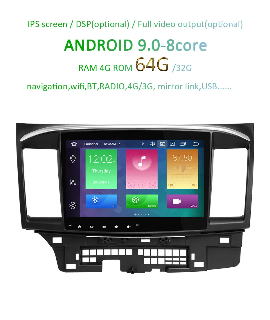 Top 10.1" DSP IPS screen RAM 4G 64G Android 9.0 2 din GPS For MITSUBISHI LANCER radio navigation stereo receiver no DVD PLAYER 2