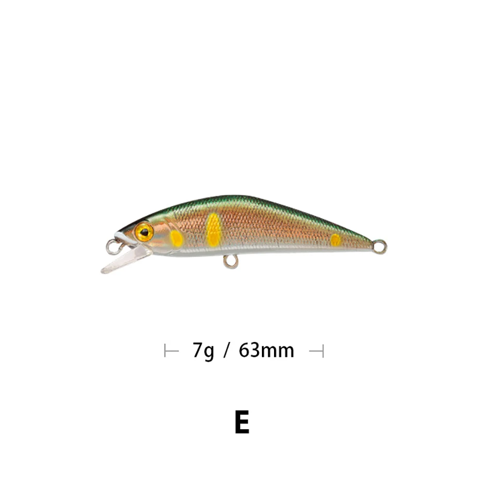 Мизеса 6,3 см 5,3g 10-Цвета опускается на дно бионические приманки для рыбной ловли гольян приманки 3D глаза Искусственные приманки Пластик жесткая наживка Рыбная приманка вобблер - Цвет: E