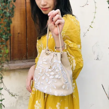 

SutaSuta bags for Women 2020 handmade Embroidery Handbag Lace Small Bucket Bag Small Fresh Lovely Shoulder Messenger Bag
