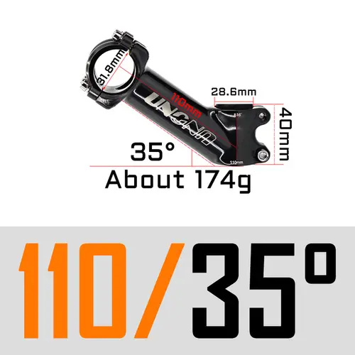 UNO Black Stem Bike Ultralight 7 17 35 Degree MTB Road Stem Fork 28.6 31.8mm 60/70/80/90/100/110/120/130mm Bicycle King Kalloy - Image 25