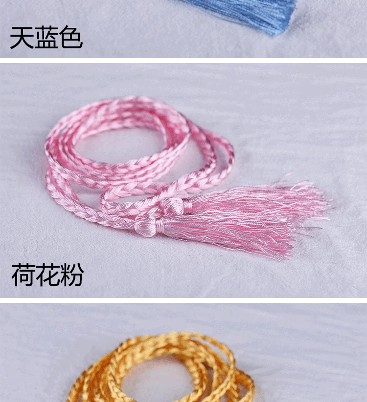 Chinesischen Stil Vintage Stricken frauen Haar Bands Mehrfarbige Mädchen Quaste Hanfu Haar Seil Kopfschmuck Alte Accessoires – Detail 6