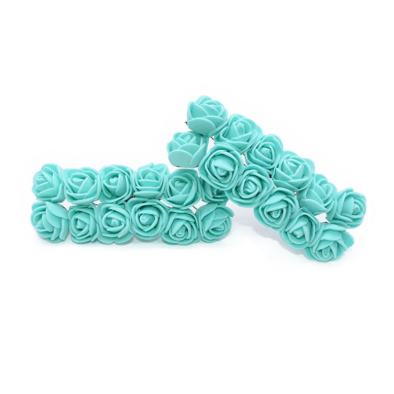 PE14 Teal 72/144 шт Мини Плюшевые розы ПЭ Пена розы цветы для DIY ВЕНОК декоративные свадебные украшения скрапбук ремесло медведь Роза подарок - Цвет: PE14 Teal