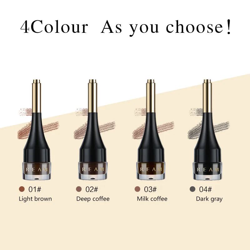 

WXE Waterproof Lock Color Cushion Eye Brow Gel Professional Eyebrow Gel 4 Color Makeup Eyebrow Gel Eyebrow Brush Tool