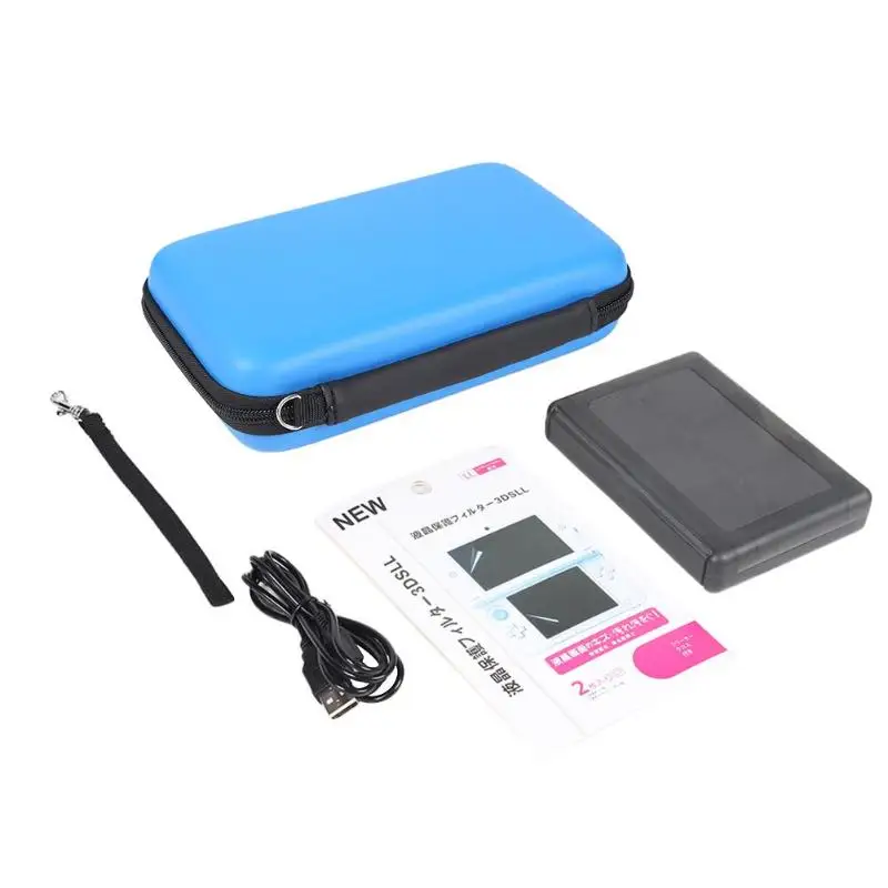 3/4 in 1 EVA Hard Bag Crystal Case Card Box Film Data Cable for Nintend NEW 3DSXL/2DSXL/LL/2DS Gaming Accessories - Цвет: 4in1 Blue for 3DSXL