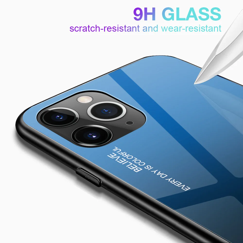 Luxury Creative Gradient Glass Drop proof Tpu Phone Case for Iphone 11 Pro Max Phone Case 5