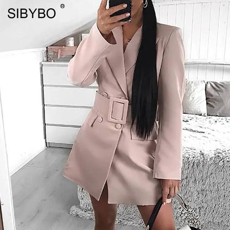 SIBYBO комбинезон для новорожденных с длинными рукавами осенний блейзер для женщин с вырезами Глубокий V сексуальное женское пальто однотонный Повседневный длинный женский Блейзер Топы