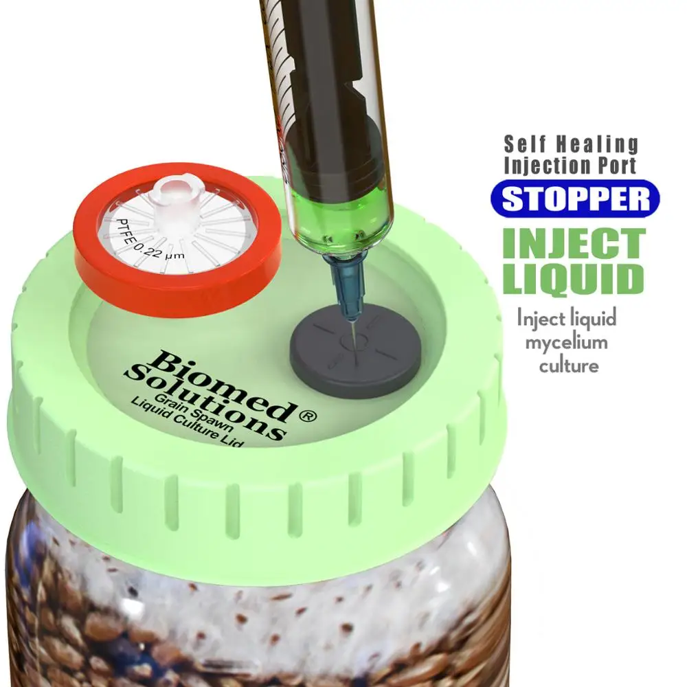 Mushroom Cultivation Lids 6PCS Liquid Culture Autoclavable 70mm Regular Mouth Jar Lids Heavy Duty Injection Port