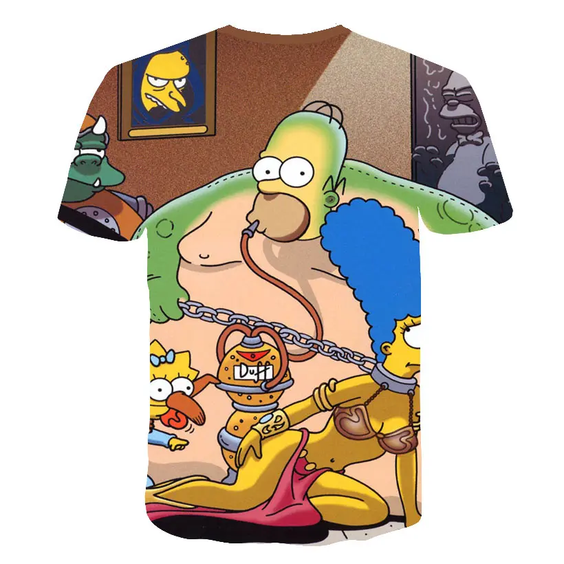 Новинка, футболка с героями мультфильма Симпсоны, футболка с черепом, мужские топы, одежда с коротким рукавом, 3D принт, уличная одежда, хип-хоп футболки, футболки
