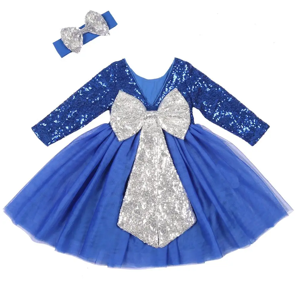 Осенне-зимнее платье с длинными рукавами для маленьких девочек вечерние платье на день рождения для малыша, платье-пачка с пайетками для девочек свадебное платье с цветочным рисунком для девочек