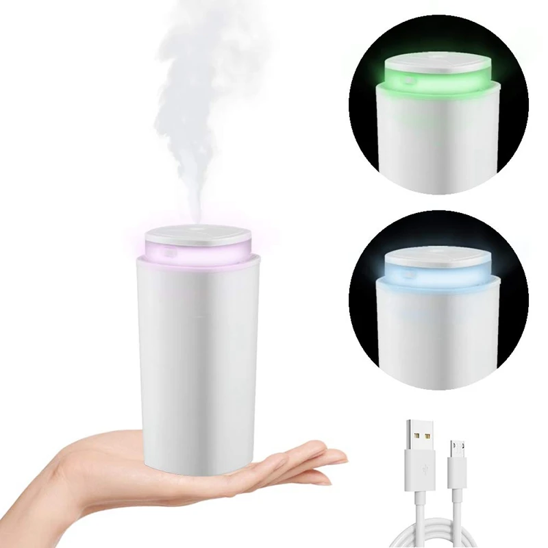 Portable Mini Usb Humidifier Ultrasonic Cool Mist Humidifier for Car Travel Office Baby Bedroom with 7 Colors Led Light, 6 Hours