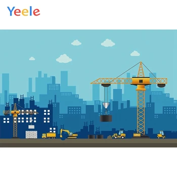 

Yeele Boy Birthday Backdrop Construction Engineering Building Photocall Customized Photography Background Vinyl For Photo Studio