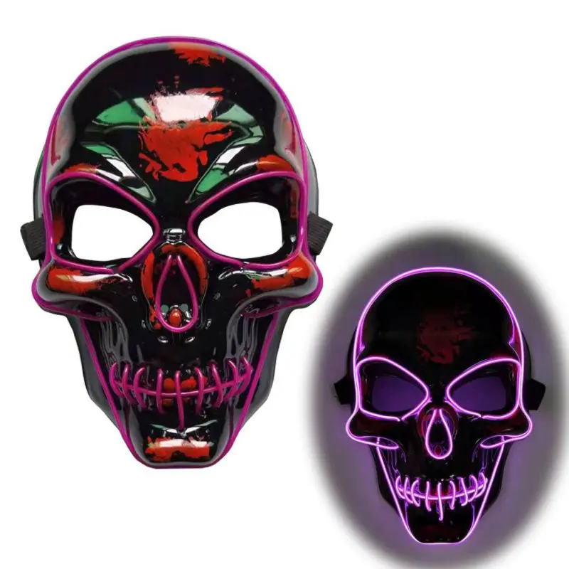 Halloween Skeleton Mask LED Illuminated Scary EL-Wire Mask Light Up Festival Cosplay Costume Supplies Party Mask Glowing Props