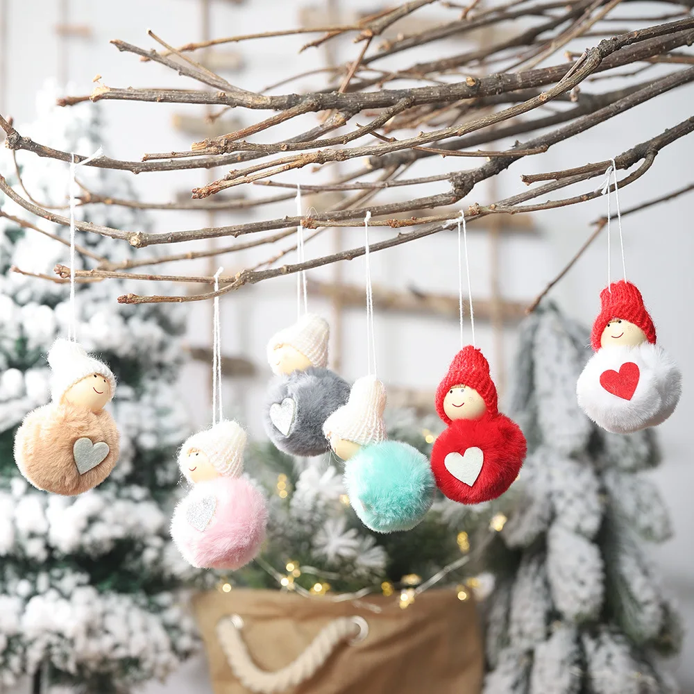 

Christmas Tree Pendants Decorations Snowman Plush Dolls Colorful Hanging Ornaments Car/ Keychain Decor