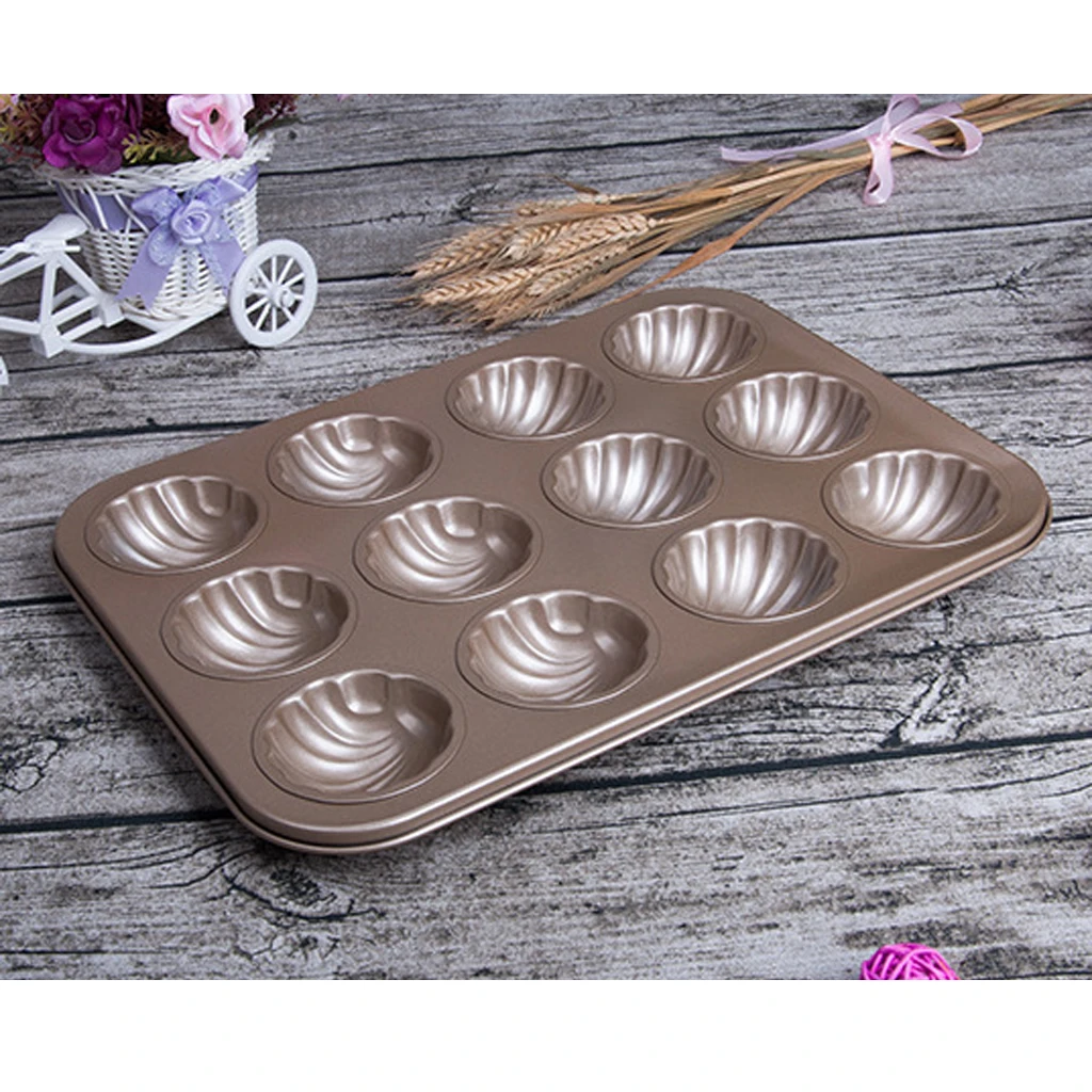 12-Cavity Carbon Steel Homemade Madeleine Cookies Nonstick Madeleine Baking Sheet Cake Chocolate Candy Cookie Mold