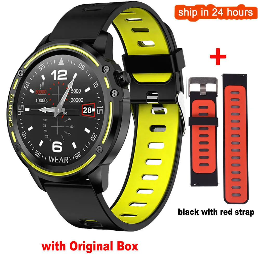 L8 мужские умные часы с ЭКГ PPG IP68 Водонепроницаемые часы Reloj Hombre режим SmartWatch кровяное давление сердечный ритм спортивные фитнес-часы - Цвет: add extra strap