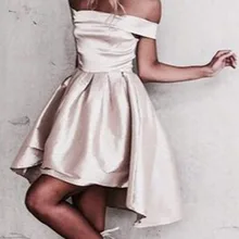 Элегантные атласные платья для выпускного вечера цвета шампанского ТРАПЕЦИЕВИДНОЕ Короткое Платье Для Школьного бала Вечерние платья