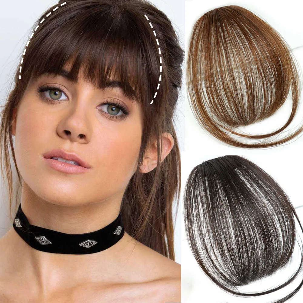 Fake Bang Hair-Extension Clip-On Brown Hairpiece Black Synthetic Werd