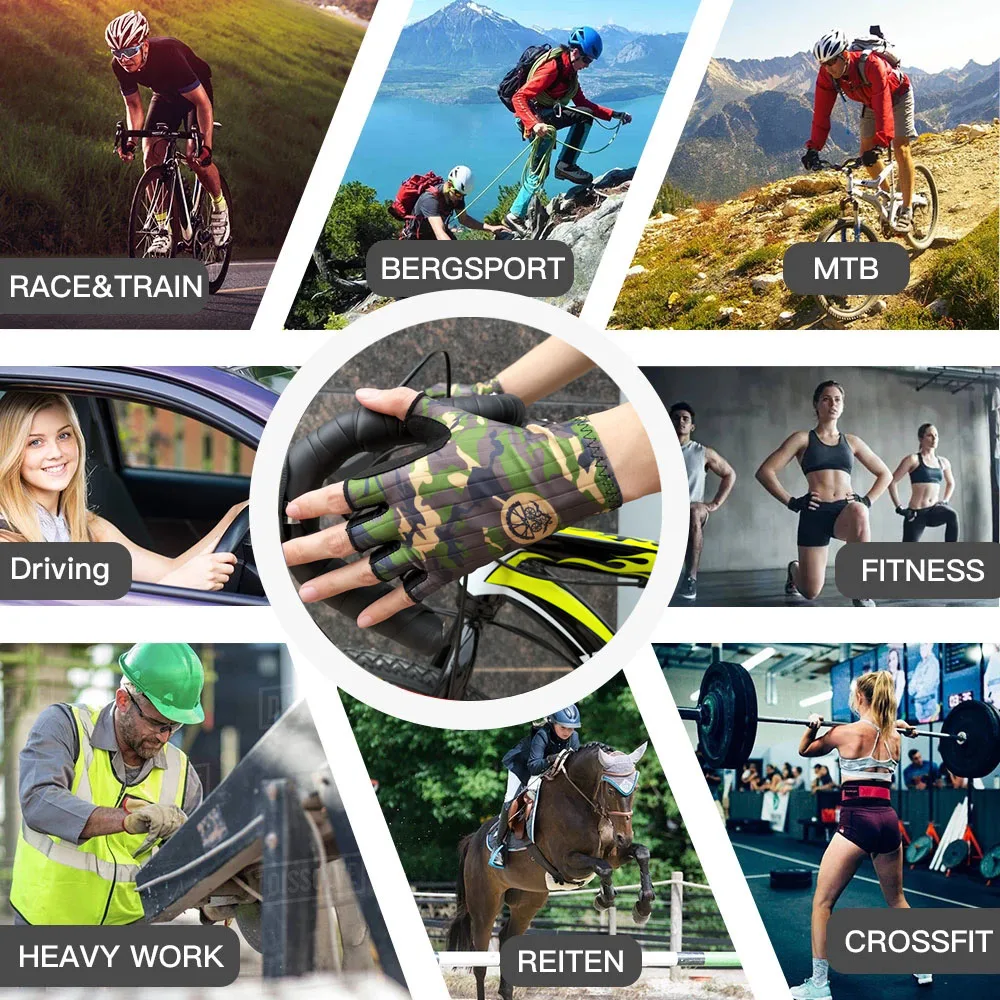 Bicycle Cycling Gloves Half Finger Breathable Anti Slip Gel Pad MTB Road Bike Gloves Men Women Outdoor Sports ITALY