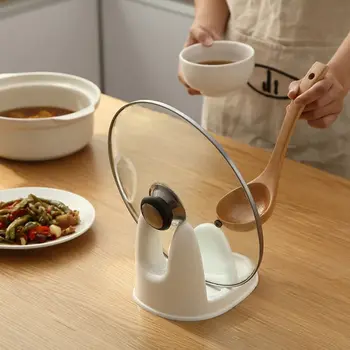 

1 PCS Vertical Pot Cover Rack Plastic Creative Multi-Function Kitchen Rack Soup Spoon Spatula Desktop Storage Rack