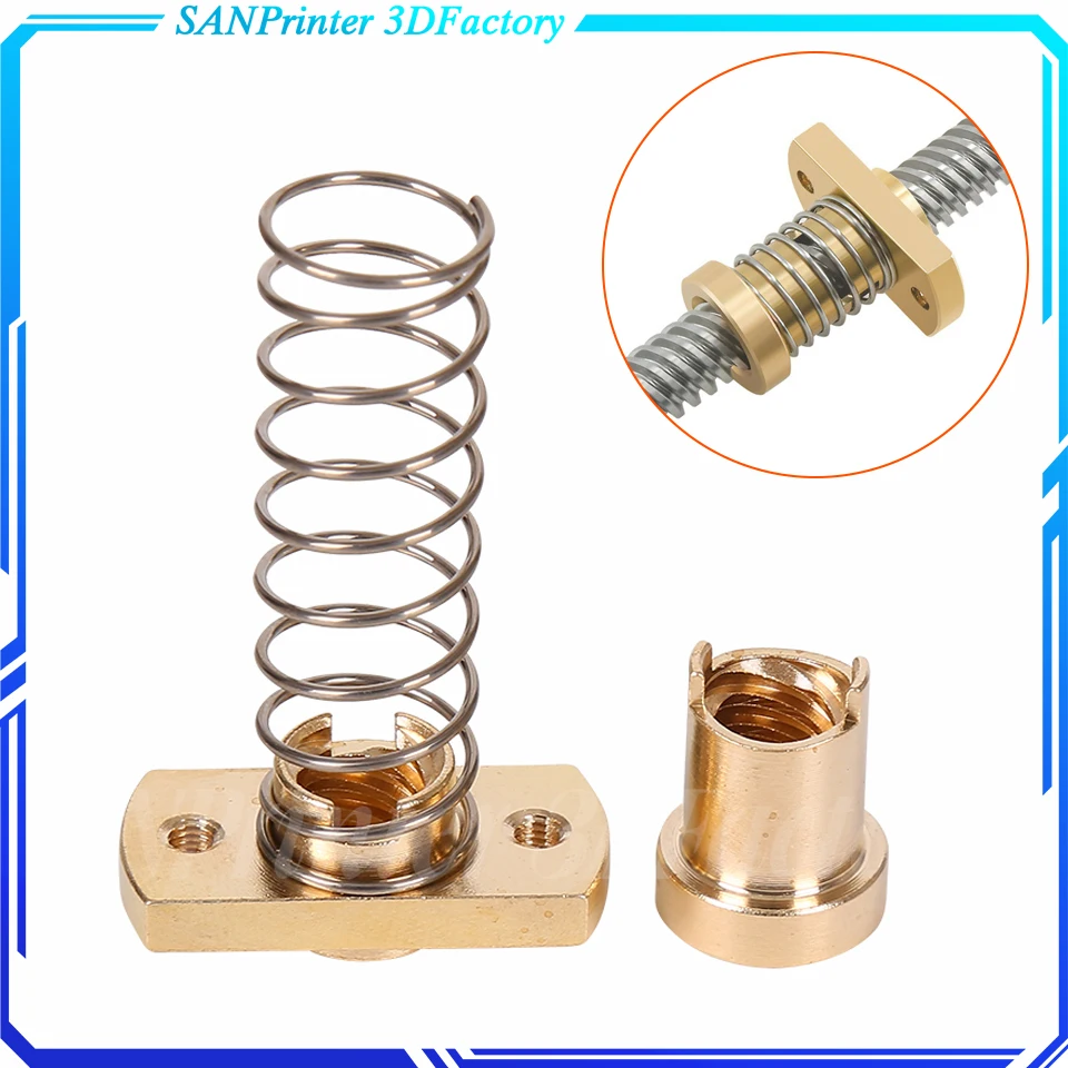 Anti-back lash TR8 lead screw brass nut for upgrade CR-10/Tornado and clone 3D printer anti backlash Spring Loaded nut