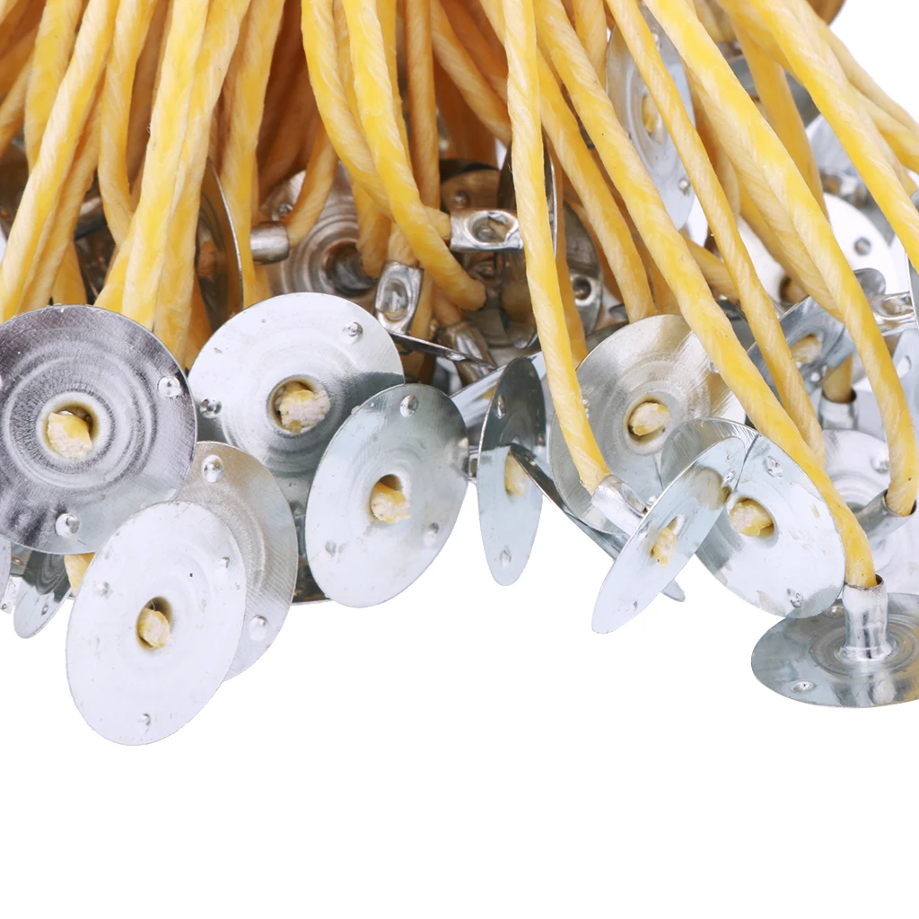 50pcs 20cm Beeswax Pre Waxed Wicks for DIY Candle Making with Sustainer