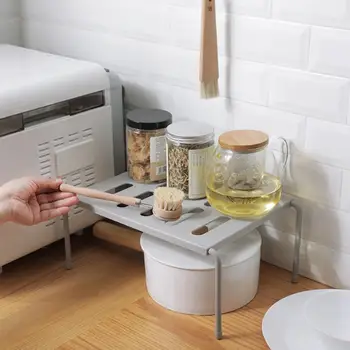 

Retractable Shelf Stackable Sliding Rack Organizer Shelfs Kitchen Iron Storage Rack For Cabinets Tableware Countertops For Home