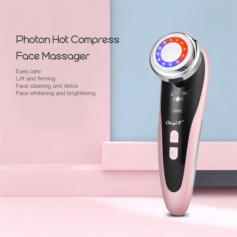 

Hot Compress for Eye Face Electric Sonic Vibration Massager Dark Circles Puffiness Wrinkle Remove Anti-aging LED Beauty Machine