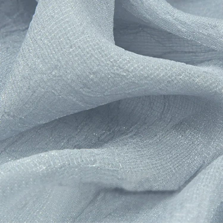 Серебристо-серая металлическая плиссированная шифоновая ткань блестящая шелковая Марля из полиэстера, модное платье-рубашка из ткани, ширина 150 см