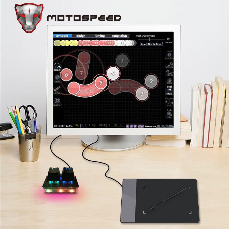 Motospeed-miniteclado profesional K2 OSU, para juegos de música, con cable, mecánico, para OSU - Imagen 5