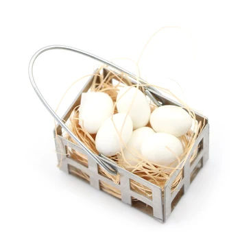New Arrival 1 set 1:6 1:12 Dollhouse Egg Basket Dolls House Kitchen Food Miniature White Eggs Furniture Decor DIY Baby Toys 1