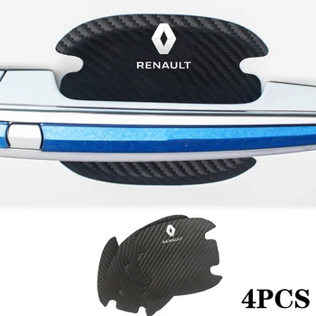 

4Pcs Carbon Fiber Car Door Handle Scratch Protector Leather Stickers For Renault Koleos Kadjar Scenic Megane Sandero Grand QM5 6