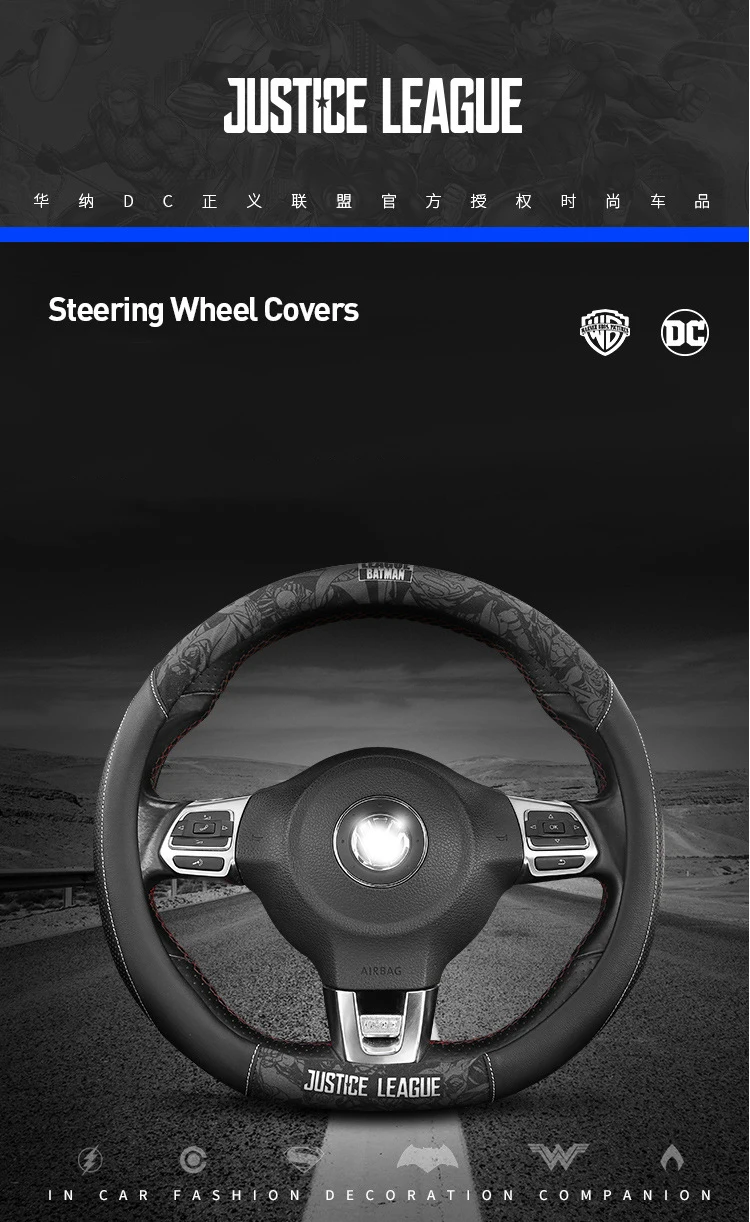 Volante do Carro Capas de Volante de Couro do Plutônio Cobertura de Volante dos Desenhos Acessórios do Carro Forma Animados Anti-deslizamento Auto Volante Capa d 2 Capas p/ direção