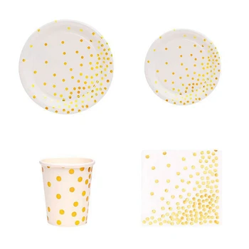 

32Pc Hot Stamping Disposable Tableware Set Plate/Napkin/Cup Adult Happy Birthday Party Decor Kids Wedding Birthday