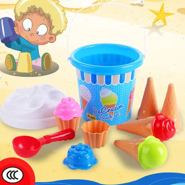 Beach Toys Set Ice Cream and Cake Series sand Mould Set，11 Piece toys  Set 1
