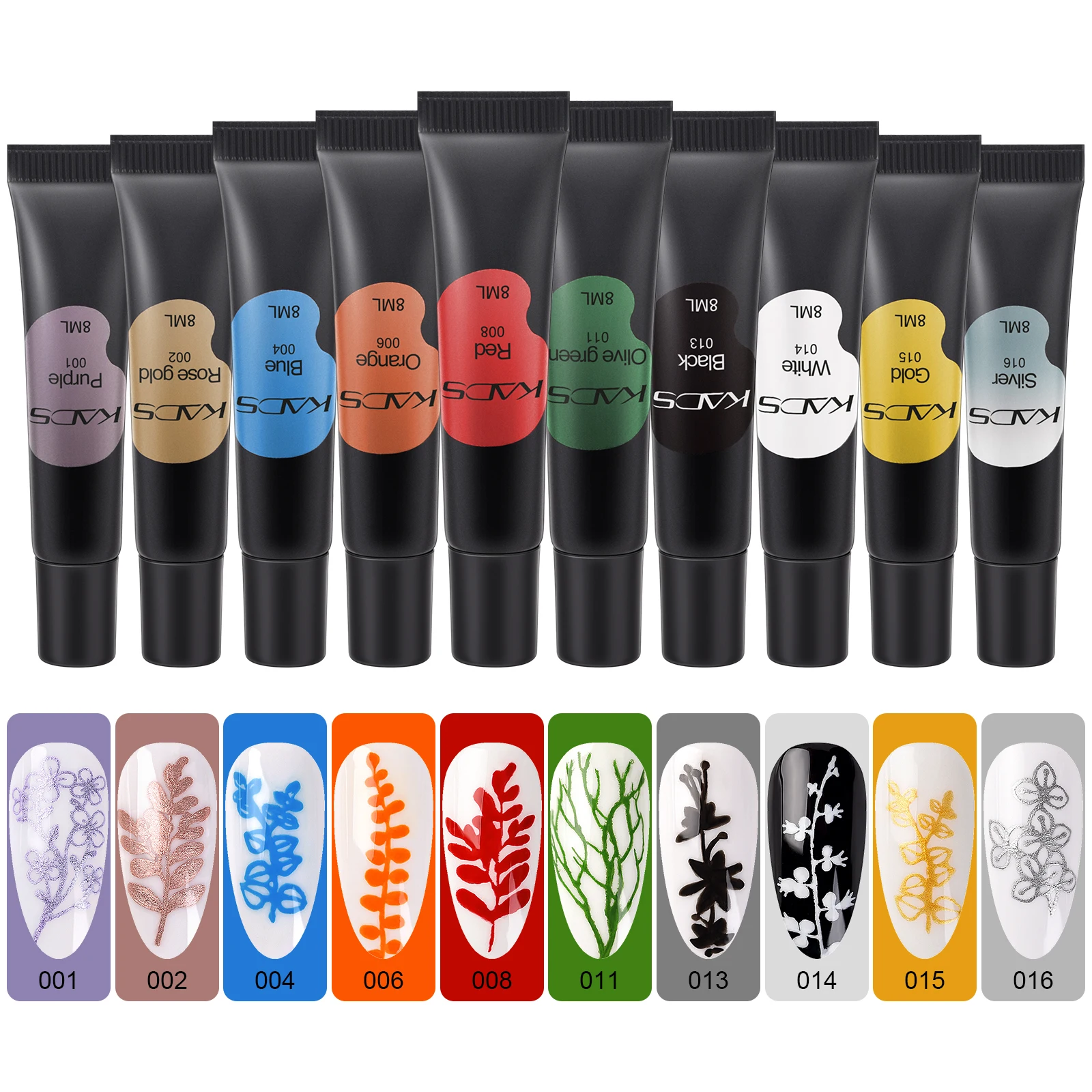 KADS 10 Pcs Nail Stamping Gel Polish Set for Nail Stamp Plates Template 8ml UV LED Soak Off Gel Print Manicure Tool Printing Gel 5