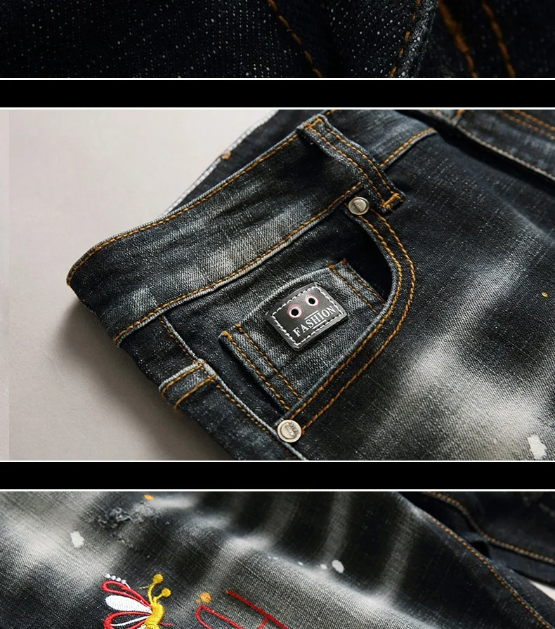 Celana джинсы мужские осенние Pantalon De Mezclilla De Hombre тонкие тянущиеся Панталоны мужские джинсы корейские джинсы с вышивкой мужские брюки