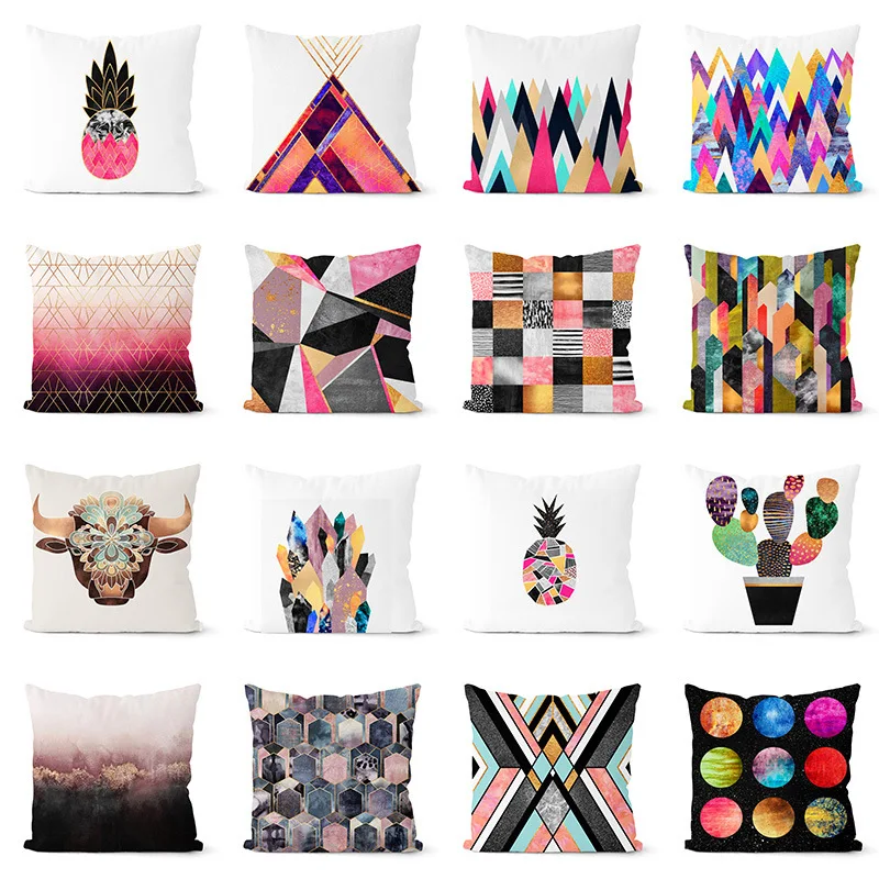 

Yaapeet 1pc Abstract Cushion Cover Fruit Printed Cushion Decorative Retro Gradient Cushion Cover Geometric Throw Pillow Case