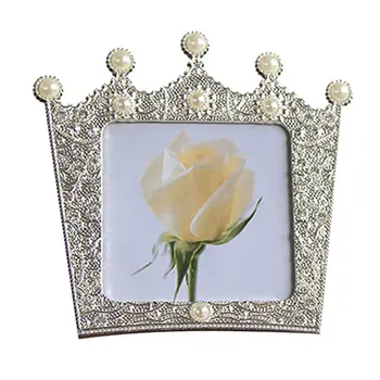 

Crown Metal Table Picture Frame Photo Display for Tabletop Decorative Pearl